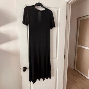 COS black heavy knit midi dress, XS